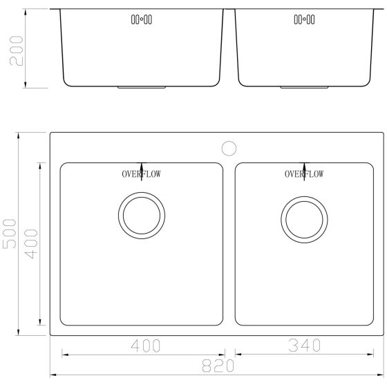 ΝΕΡΟΧΥΤΗΣ ΑΝΟΞΕΙΔΩΤΟΣ 304# 2 ΓΟΥΡΝΕΣ 820x500x200mm 0.8mm ΠΑΧΟΣ ΜΕ ΧΕΙΛΟΣ ΓΙΑ ΒΡΥΣΗ GEMAN