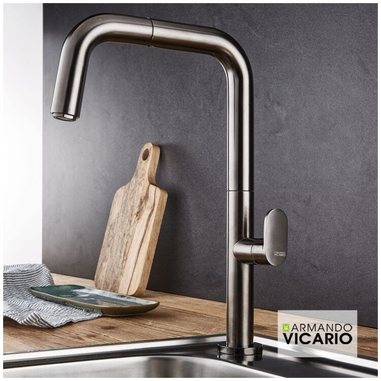 Μπαταρία Νεροχύτη Κουζίνας Eva Vicario Black Brushed