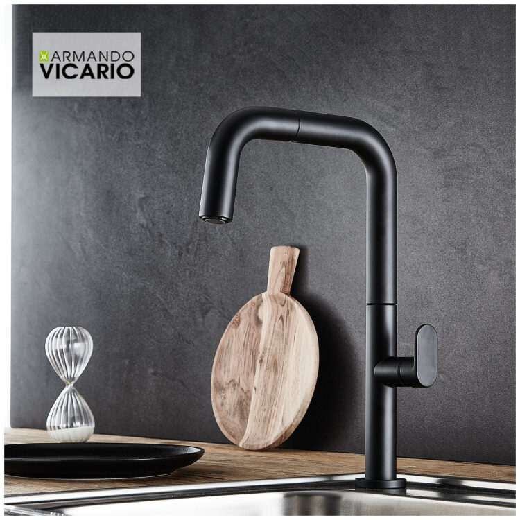 Μπαταρία Νεροχύτη Κουζίνας Eva Vicario Black Matt