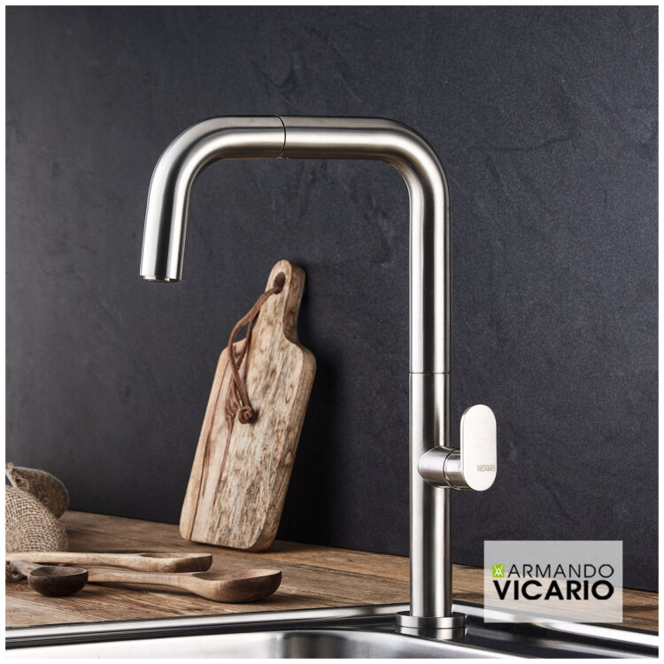 Μπαταρία Νεροχύτη Κουζίνας Eva Vicario Inox finish
