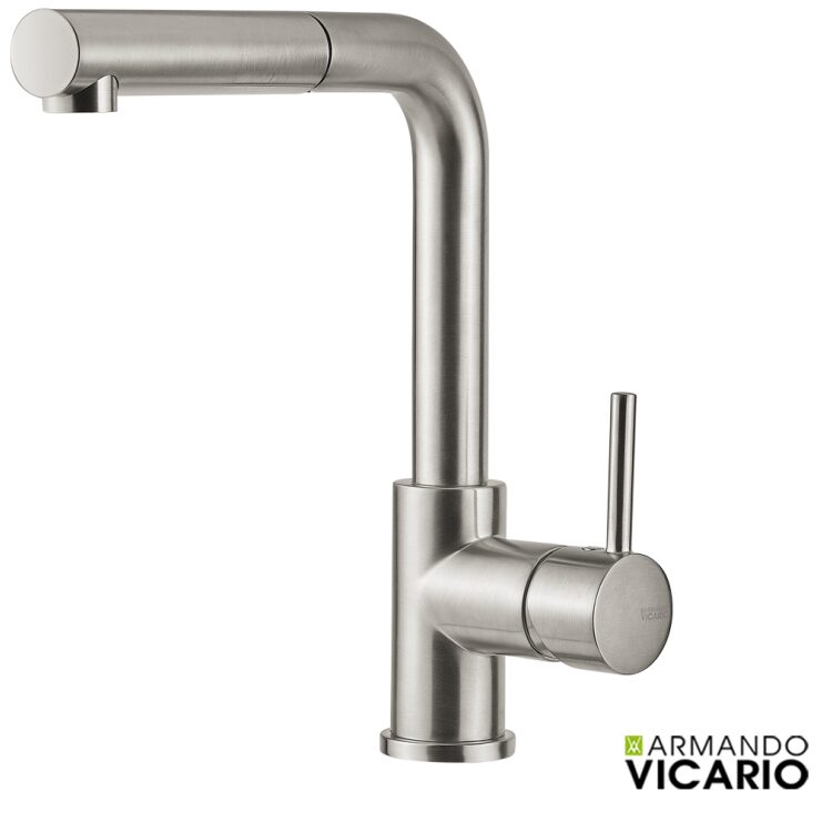 Μπαταρία Νεροχύτη Κουζίνας Fluo Vicario Inox finish