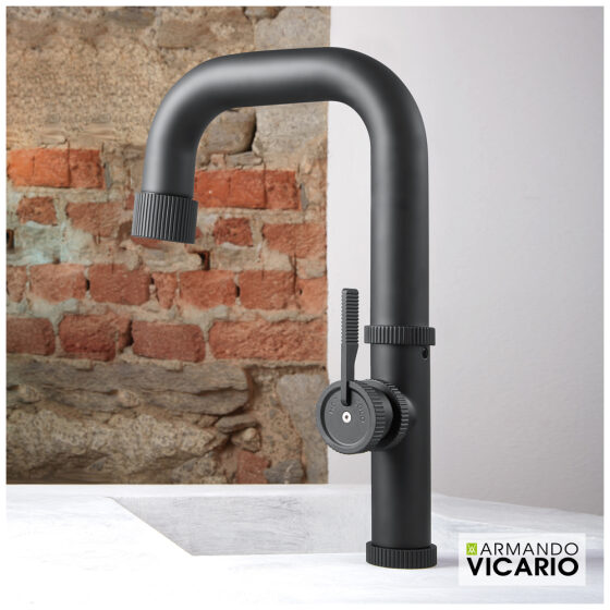 Μπαταρία Νεροχύτη Κουζίνας Raw Vicario Black Matt