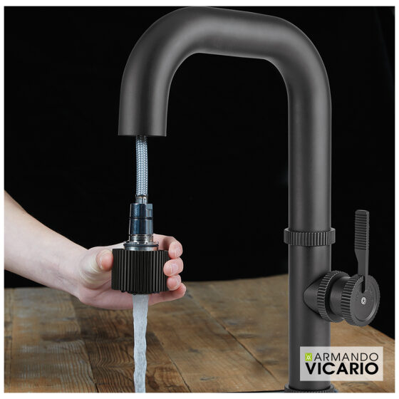 Μπαταρία Νεροχύτη Κουζίνας Raw Vicario Black Matt