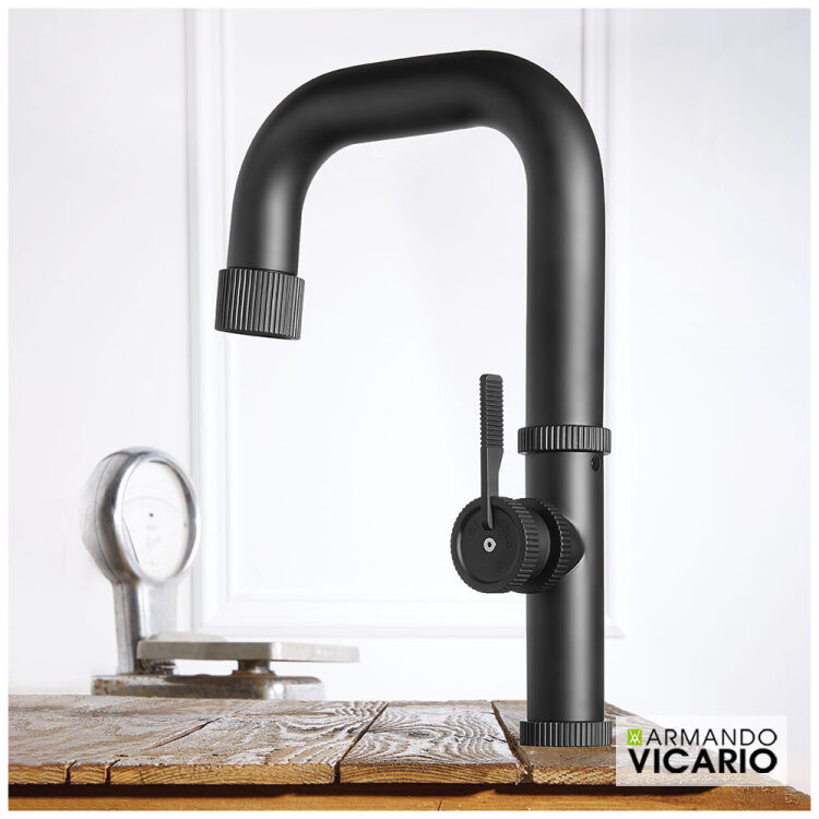 Μπαταρία Νεροχύτη Κουζίνας Raw Vicario Black Matt