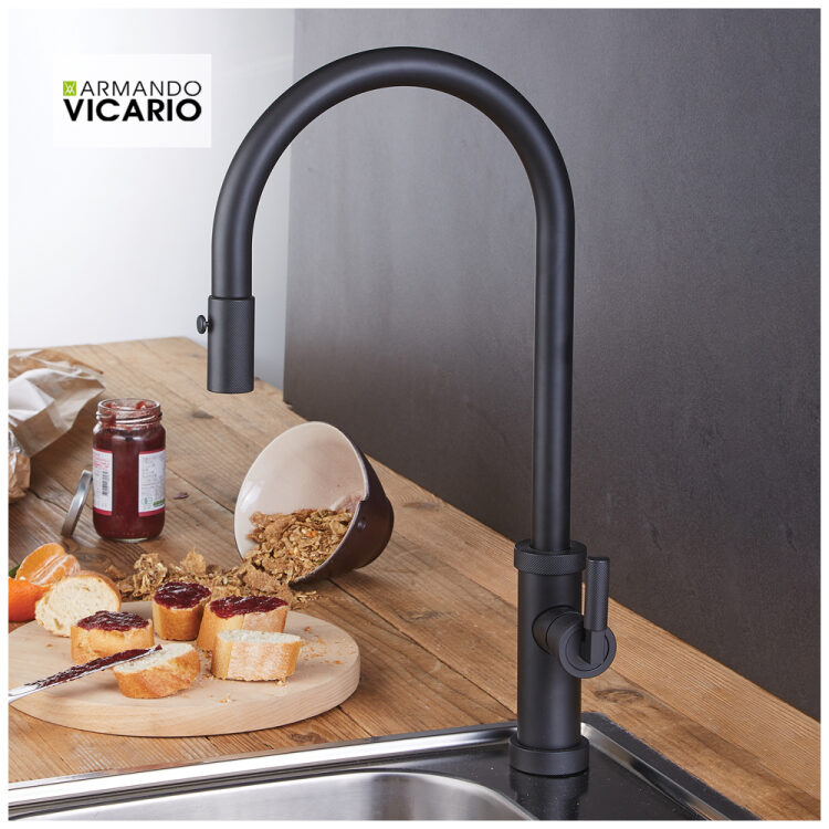 Μπαταρία Νεροχύτη Κουζίνας Urban Vicario Black Matt