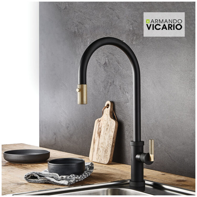 Μπαταρία Νεροχύτη Κουζίνας Urban Vicario Black Matt/Brushed Gold