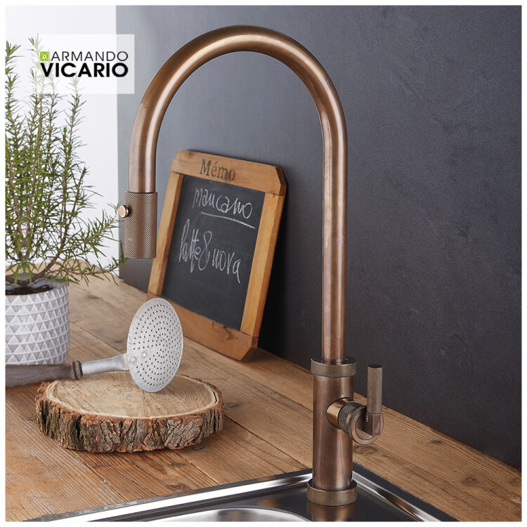 Μπαταρία Νεροχύτη Κουζίνας Urban Vicario natural Brass