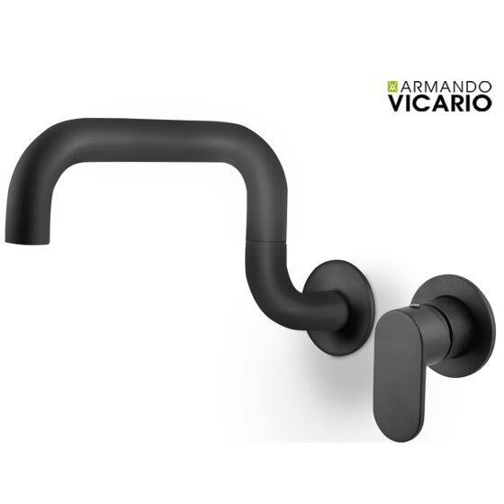 Μπαταρία Νεροχύτη Κουζίνας Τοίχου Laundry Vicario Black Matt