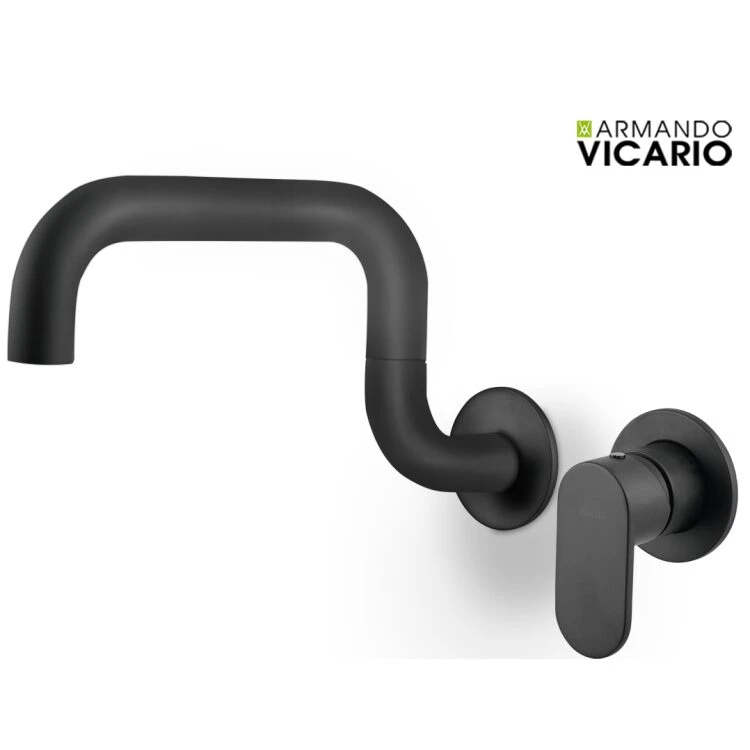 Μπαταρία Νεροχύτη Κουζίνας Τοίχου Laundry Vicario Black Matt