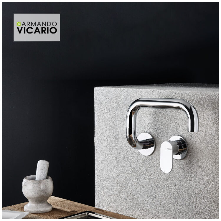 Μπαταρία Νεροχύτη Κουζίνας Τοίχου Laundry Vicario Chrome