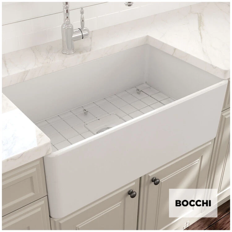 Νεροχύτης Κουζίνας Πορσελάνης Επικαθήμενος 76x46 Bocchi White Matt